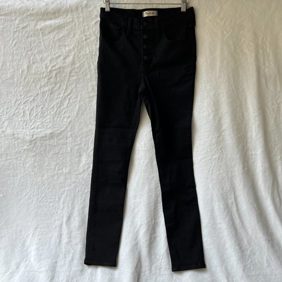 NWT Madewell 9" Mid-Rise Skinny Jeans in Black Frost Button Fly - Picture 5 of 5